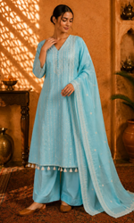 Powder Blue Embroidered Kurta Set