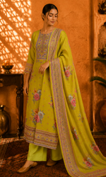 Green Blossom Printed Suit Set