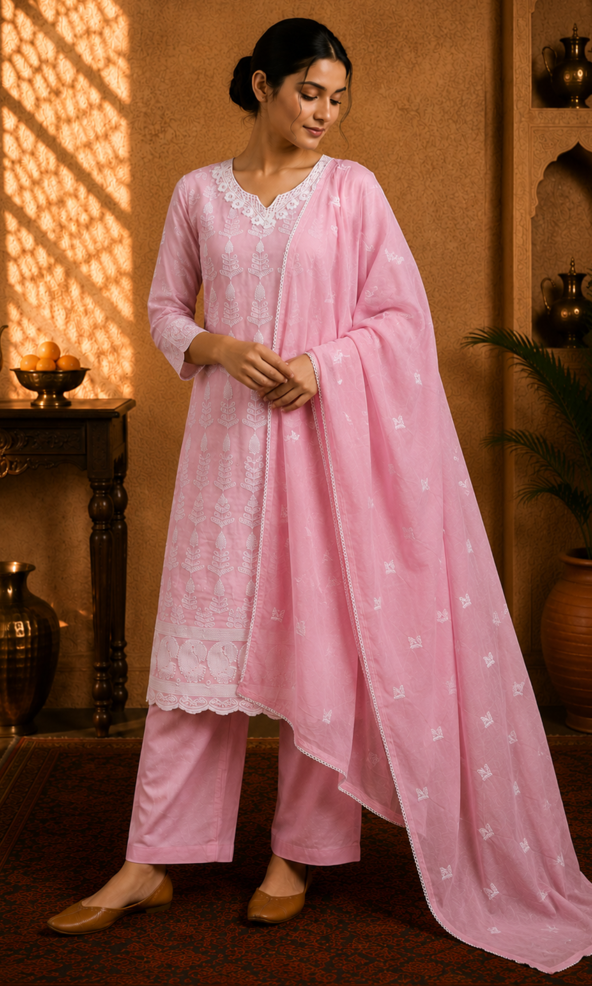 Blush Pink Embroidered Suit Set