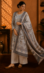 Grey Heritage Printed Suit Set