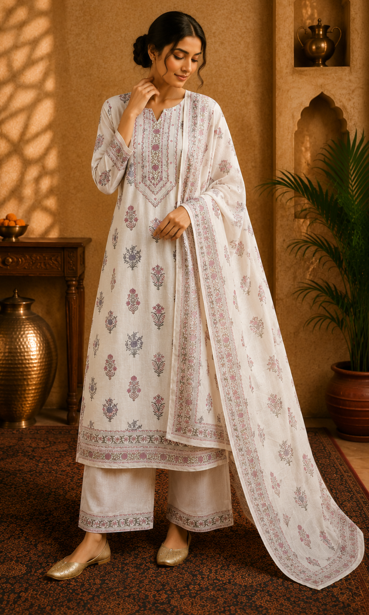 Ivory Mist Printed Suit Set