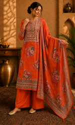 Rust Orange Blossom Ethnic Suit Set