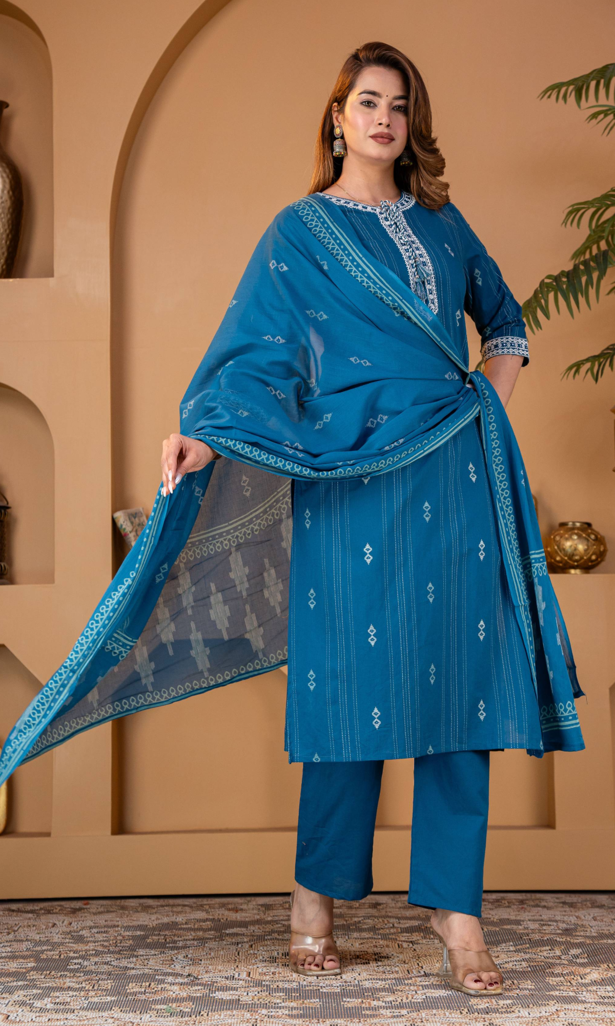 Teal Elegance Embroidered Kurta Set