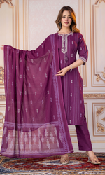 Maroon Embroidered Kurta Set