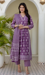 Lavender Bloom Printed Kurta Set