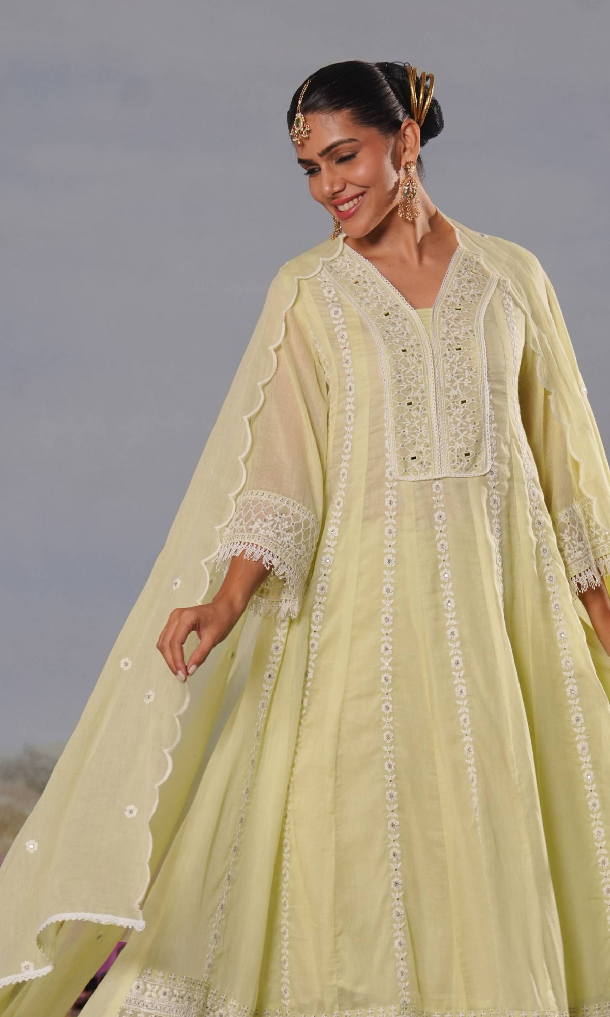 Yellow Anarkali Set with Dupatta
