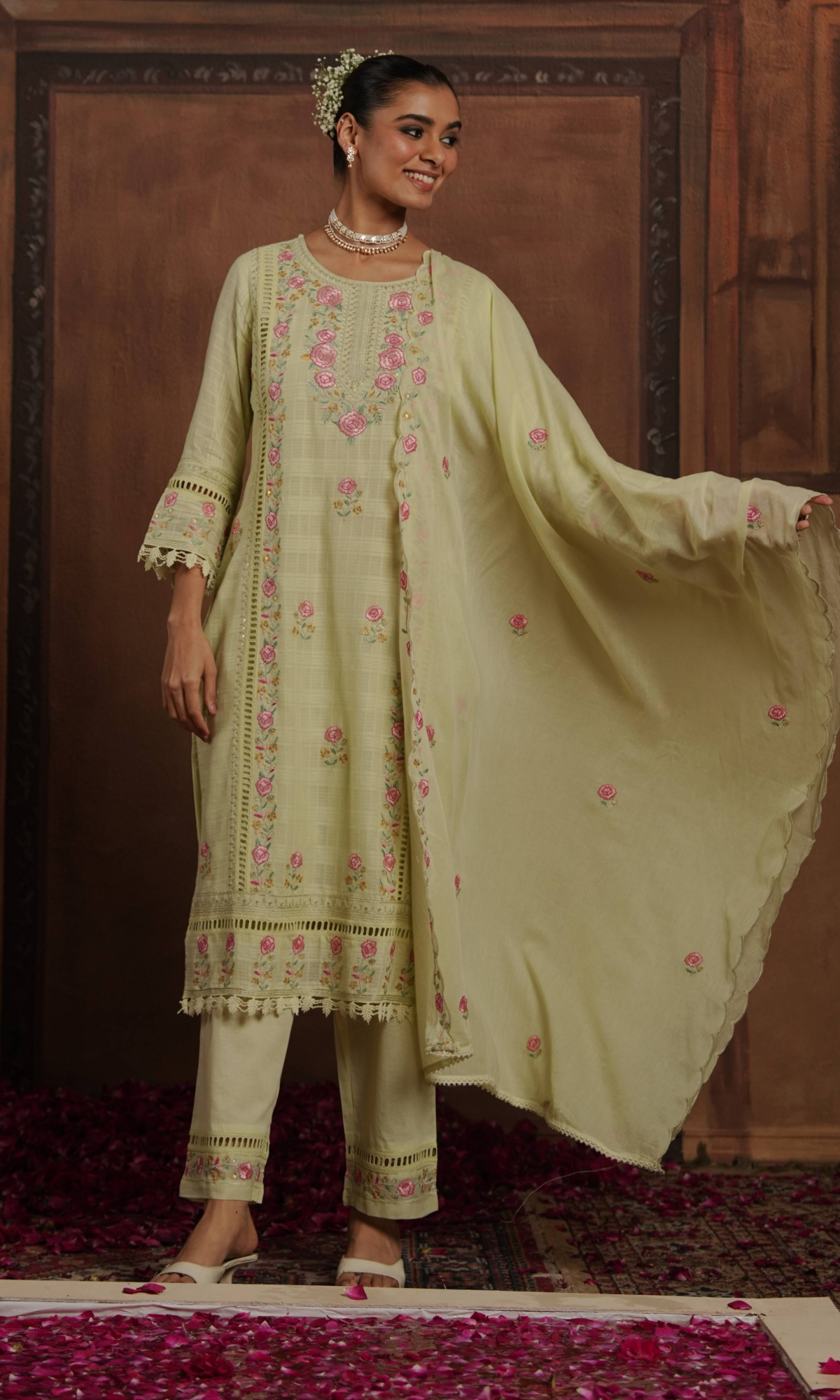Light Green Embroidered Kurta Set