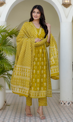 Mustard Bloom Printed Kurta Set