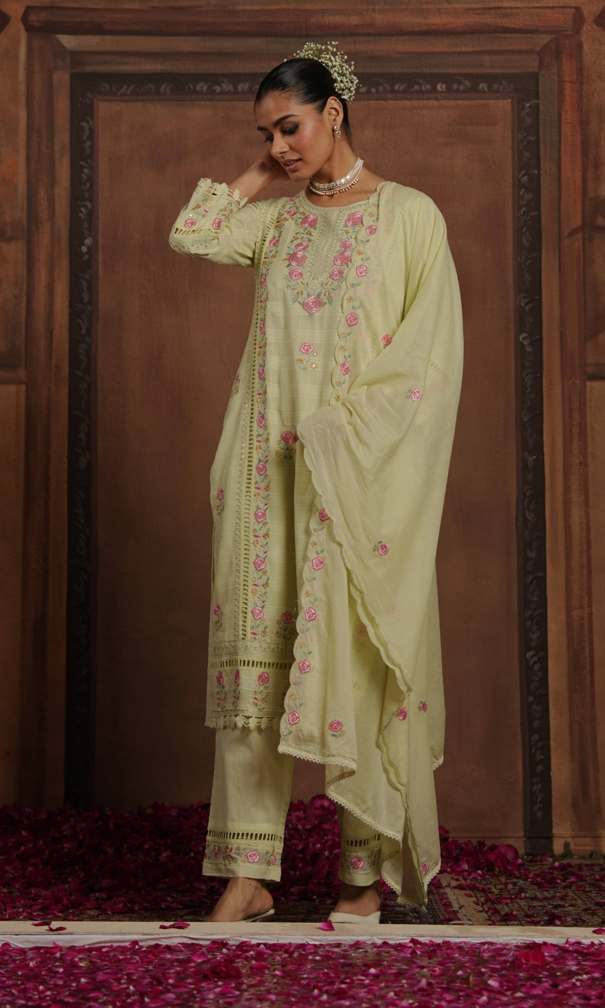 Light Green Embroidered Kurta Set