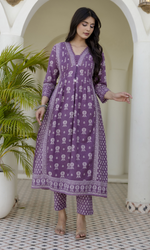 Lavender Bloom Printed Kurta Set