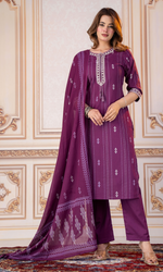 Maroon Embroidered Kurta Set