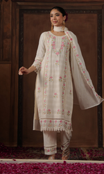 Ivory Rose Embroidered Kurta Set