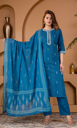 Teal Elegance Embroidered Kurta Set