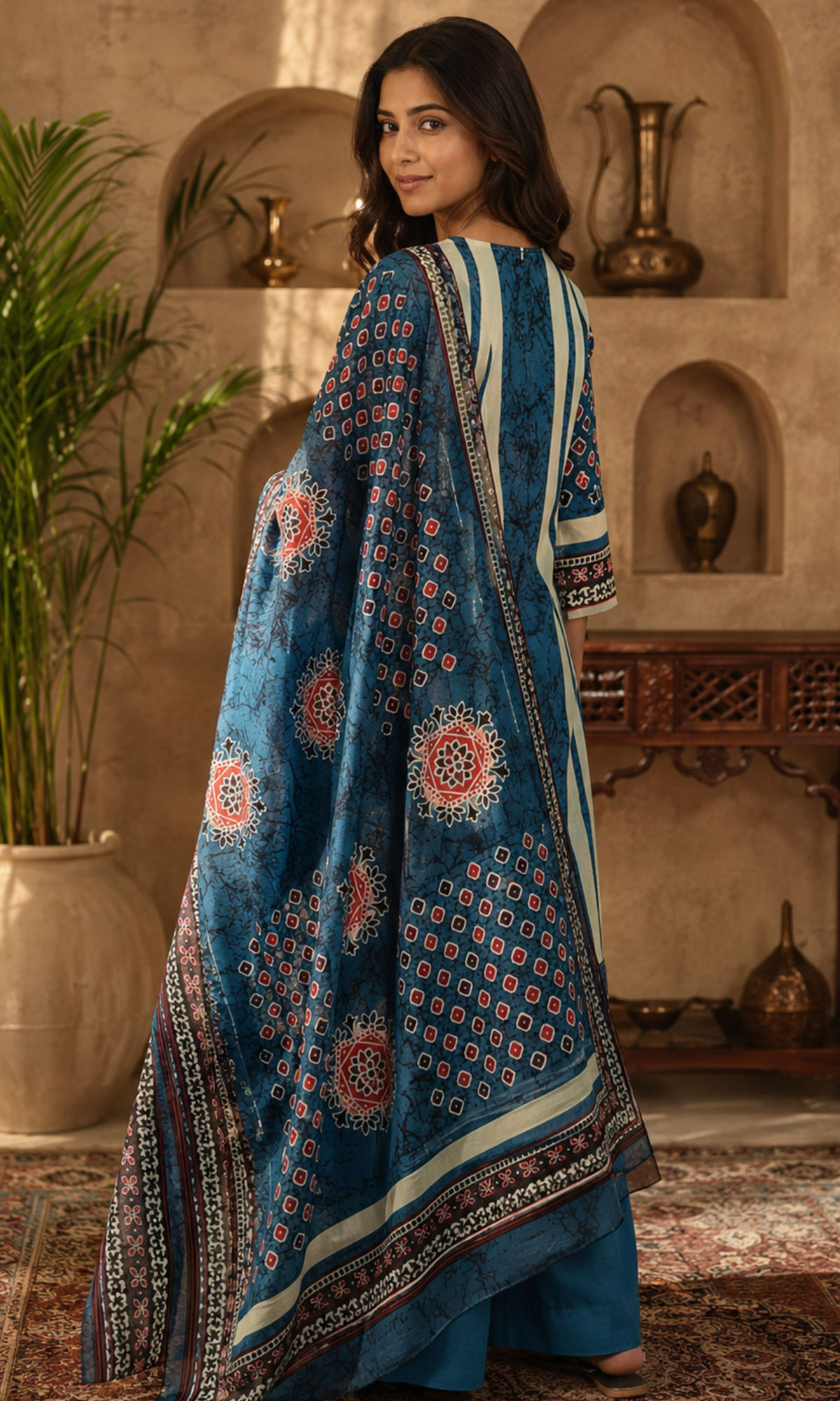 Blue Printed Kurta Set