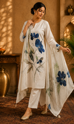 White Bloom Printed Suit Set
