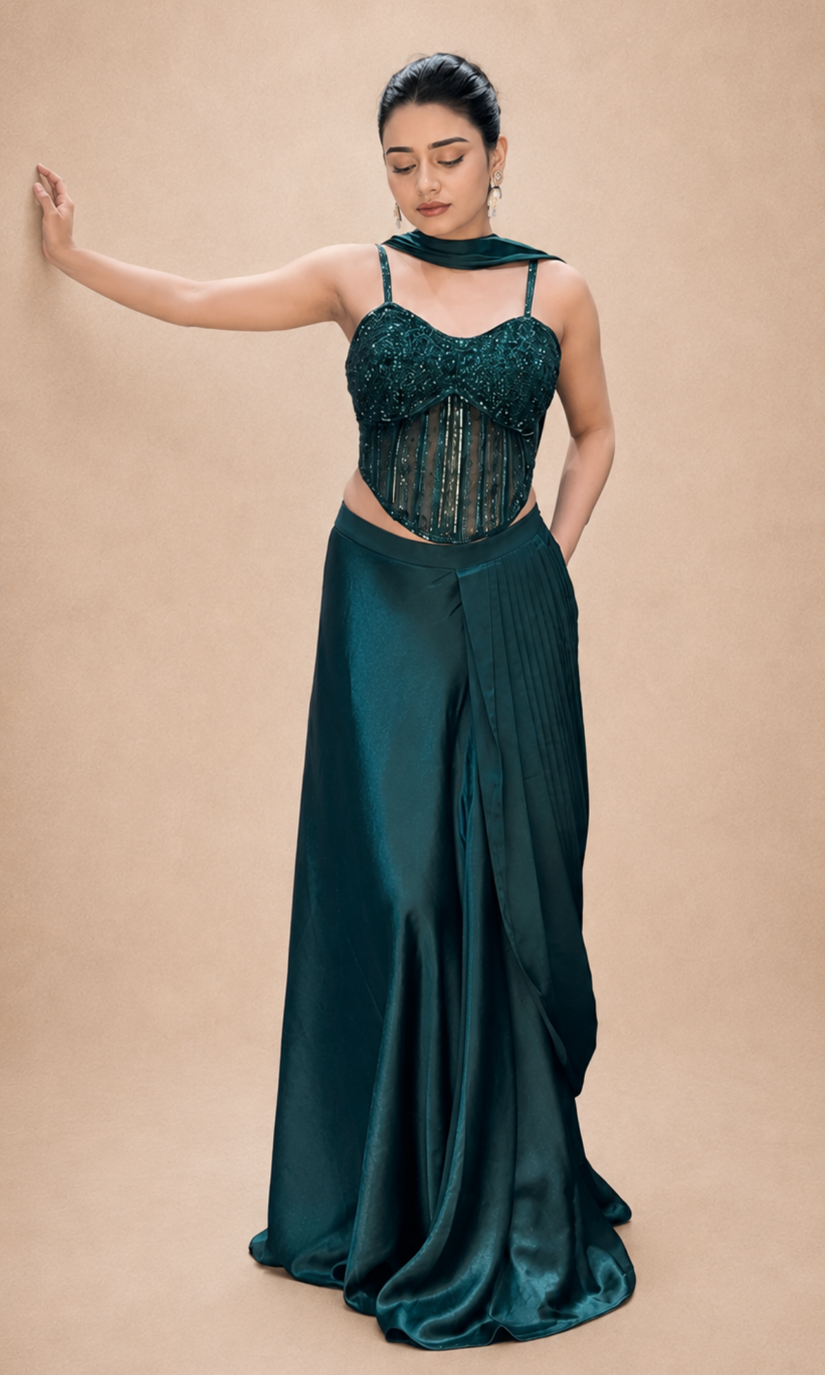 Green Eclipse Drape Gown