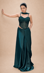 Green Eclipse Drape Gown
