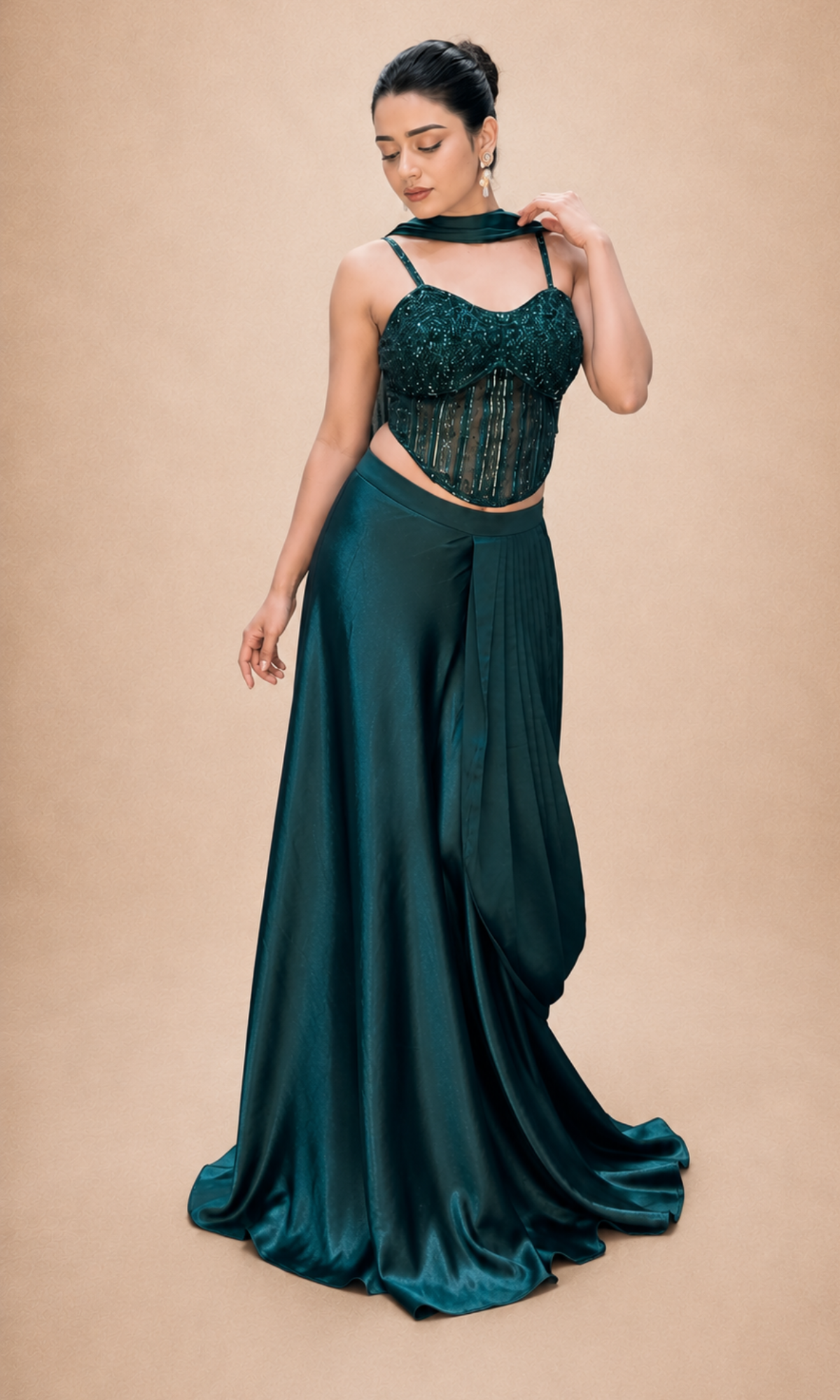 Green Eclipse Drape Gown