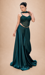 Green Eclipse Drape Gown