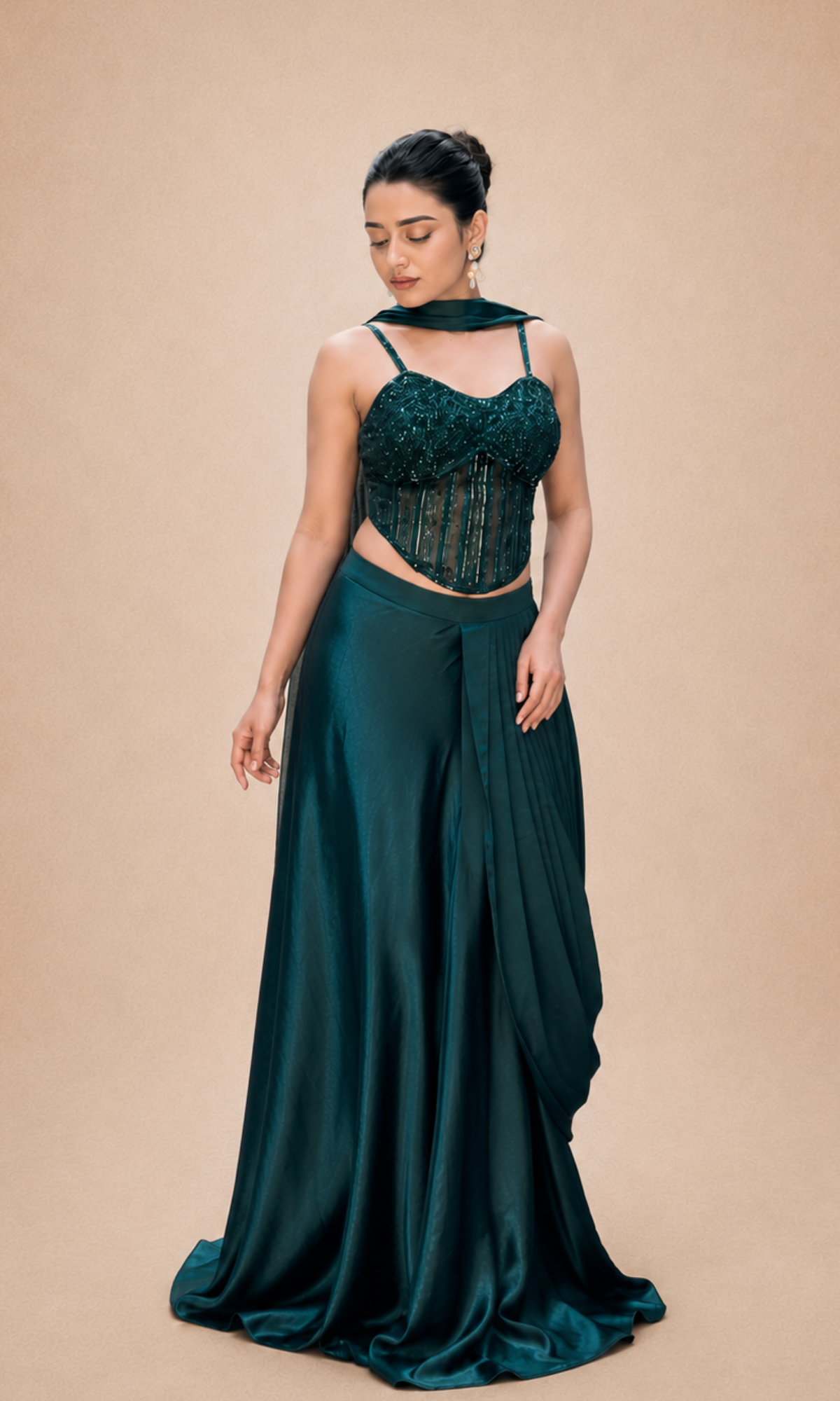 Green Eclipse Drape Gown