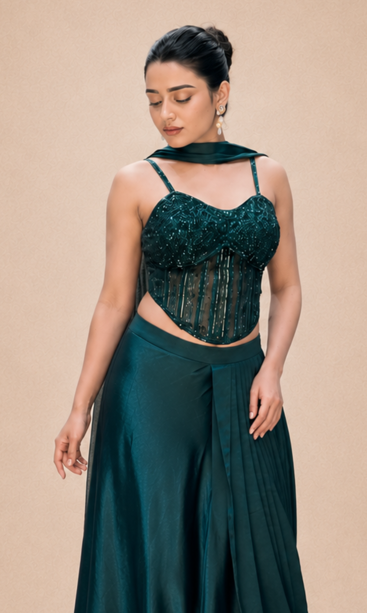 Green Eclipse Drape Gown
