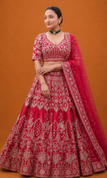 Red Embroidered Bridal Lehenga