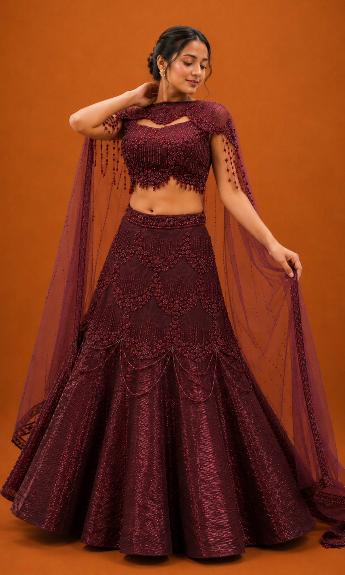 Maroon Diva Mermaid Lehenga