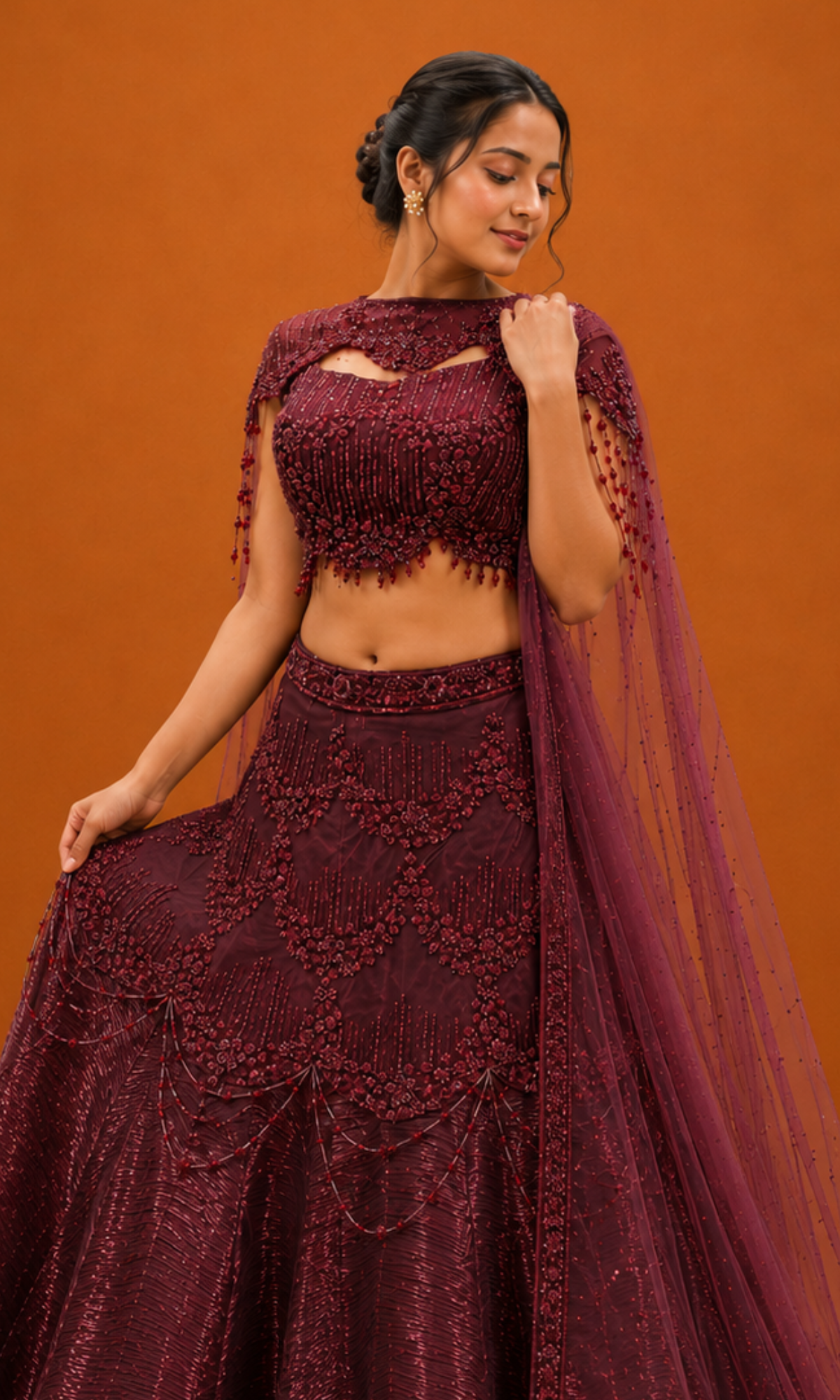 Maroon Diva Mermaid Lehenga
