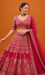 Red Embroidered Bridal Lehenga